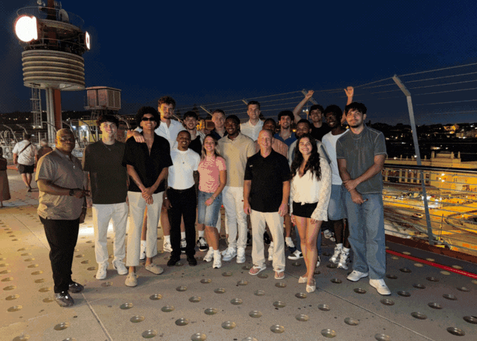 Photos of the CNU Men's Basketball team.
