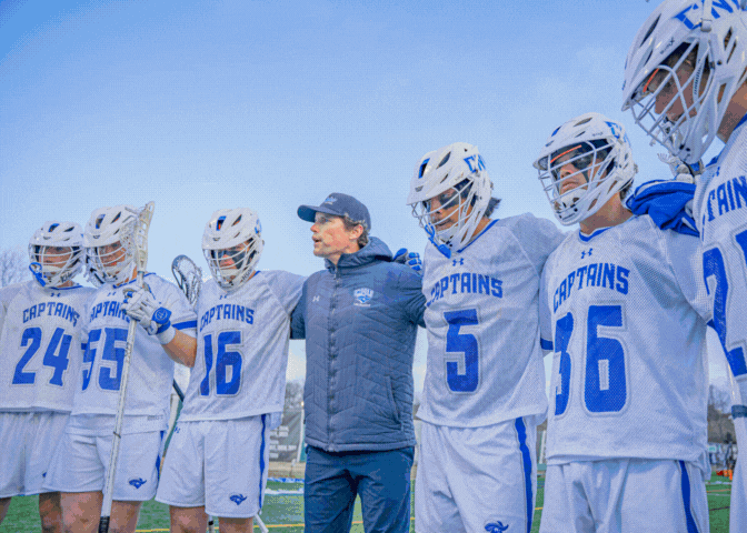 Photographs of the men's lacrosse team on the field