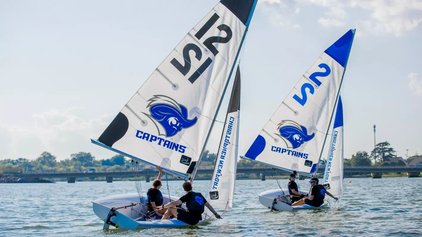 Photograph of the sailing team on the water